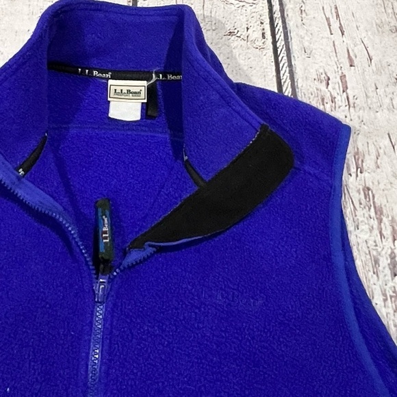Vintage 1990s LL Bean Blue Men's Zip Up Fleece Vest Jacket - Picture 3 of 7